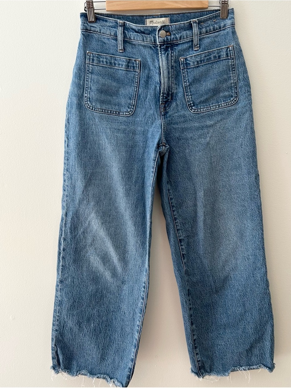 Madewell The Perfect Vintage Wide-Leg Jeans Size 27 X 25” High Rise Raw Hem Crop